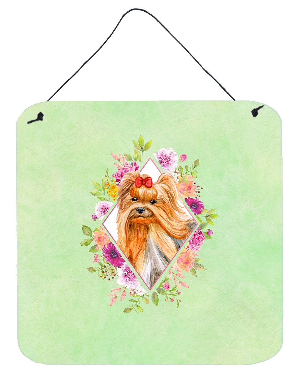 Yorkshire Terrier #2 Green Flowers Wall or Door Hanging Prints CK4355DS66 by Caroline&#39;s Treasures