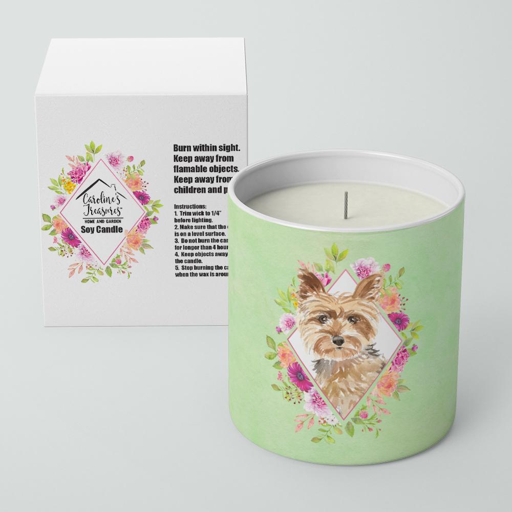 Yorkie Green Flowers 10 oz Decorative Soy Candle CK4357CDL by Caroline's Treasures