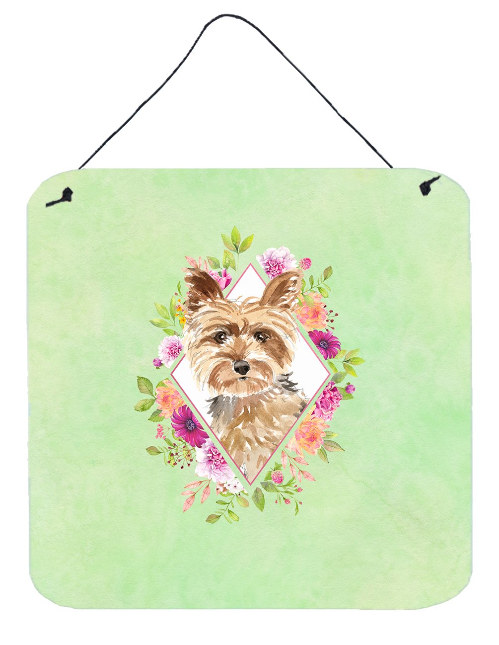 Yorkie Green Flowers Wall or Door Hanging Prints CK4357DS66 by Caroline&#39;s Treasures