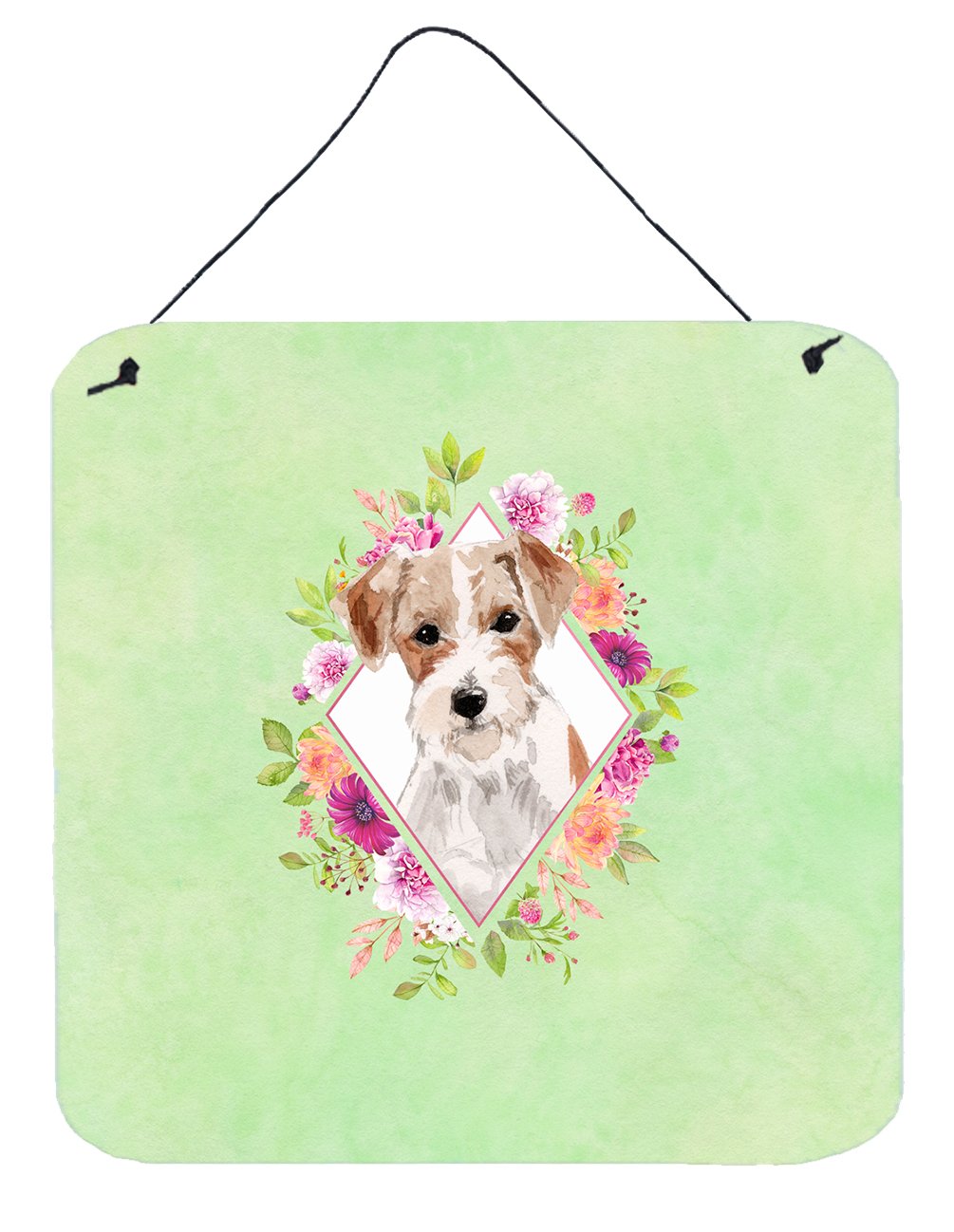 Jack Russell Terrier Green Flowers Wall or Door Hanging Prints CK4358DS66 by Caroline's Treasures