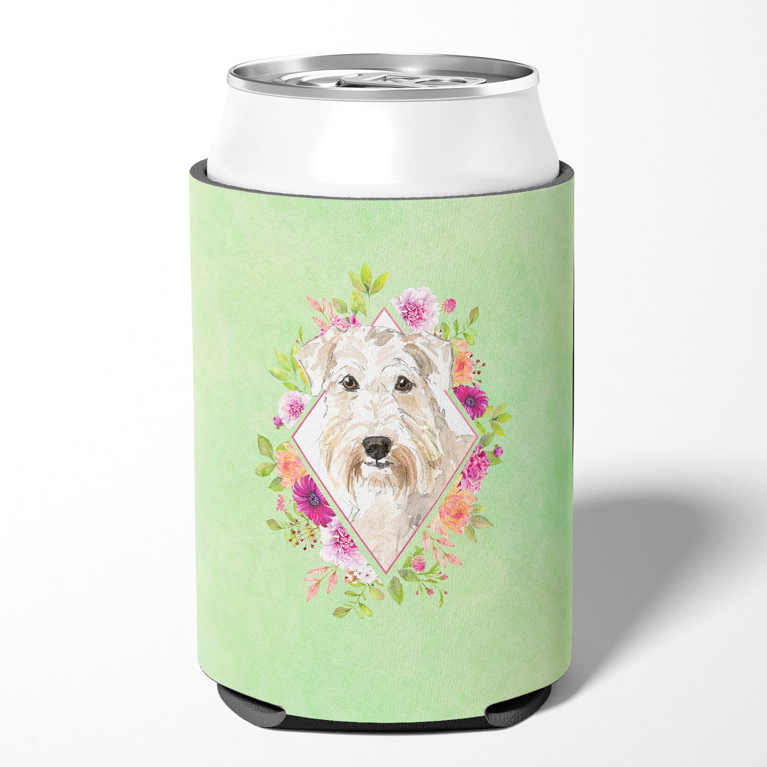 Wheaten Terrier Green Flowers Can or Bottle Hugger CK4362CC  the-store.com.