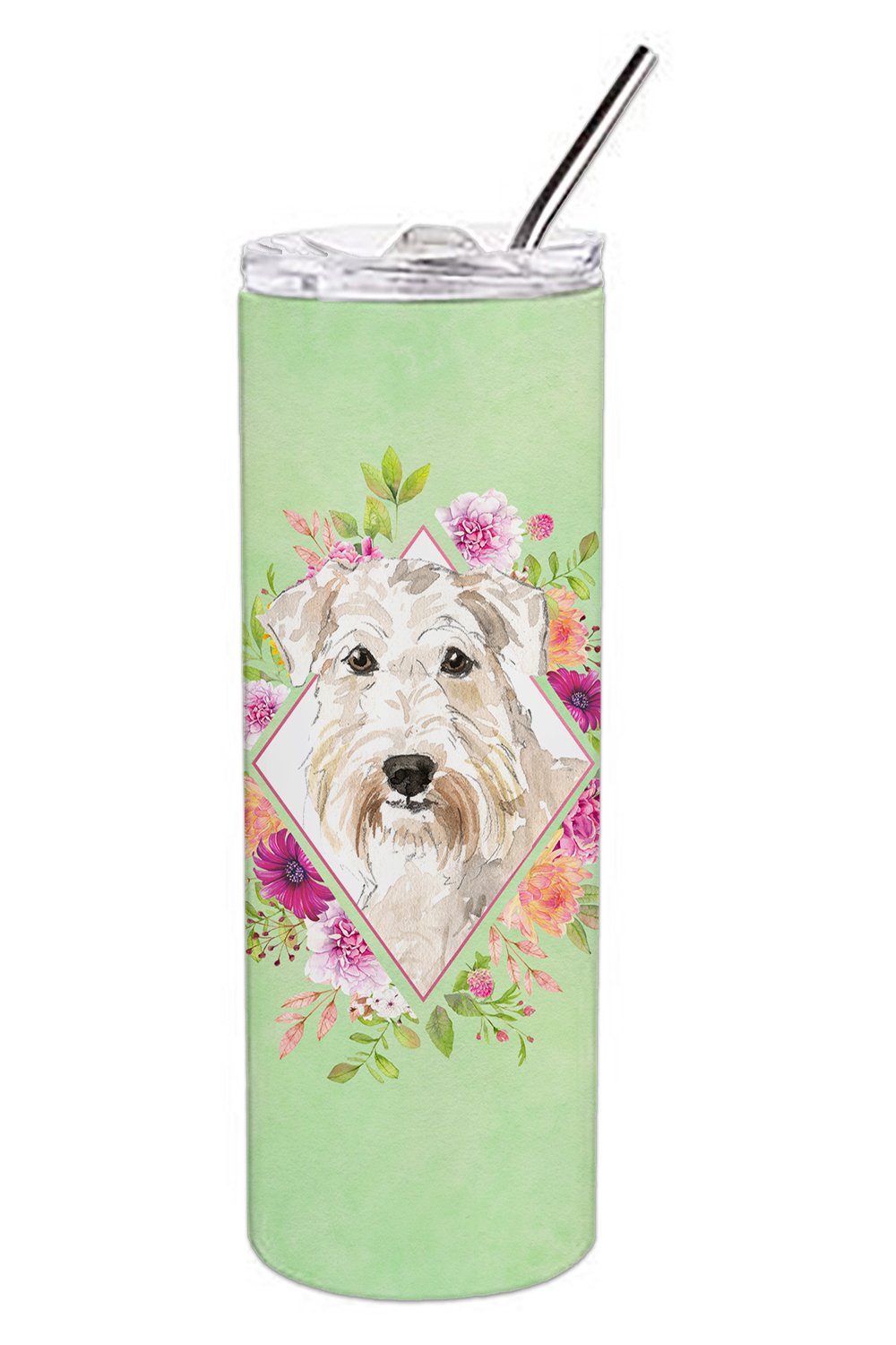 Wheaten Terrier Green Flowers Double Walled Stainless Steel 20 oz Skinny Tumbler CK4362TBL20 by Caroline's Treasures