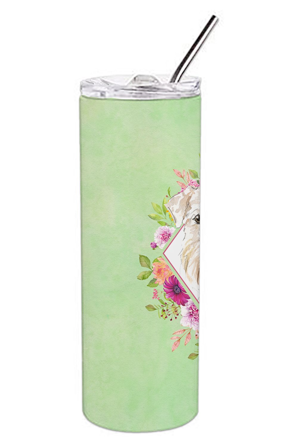 Wheaten Terrier Green Flowers Double Walled Stainless Steel 20 oz Skinny Tumbler CK4362TBL20 by Caroline's Treasures