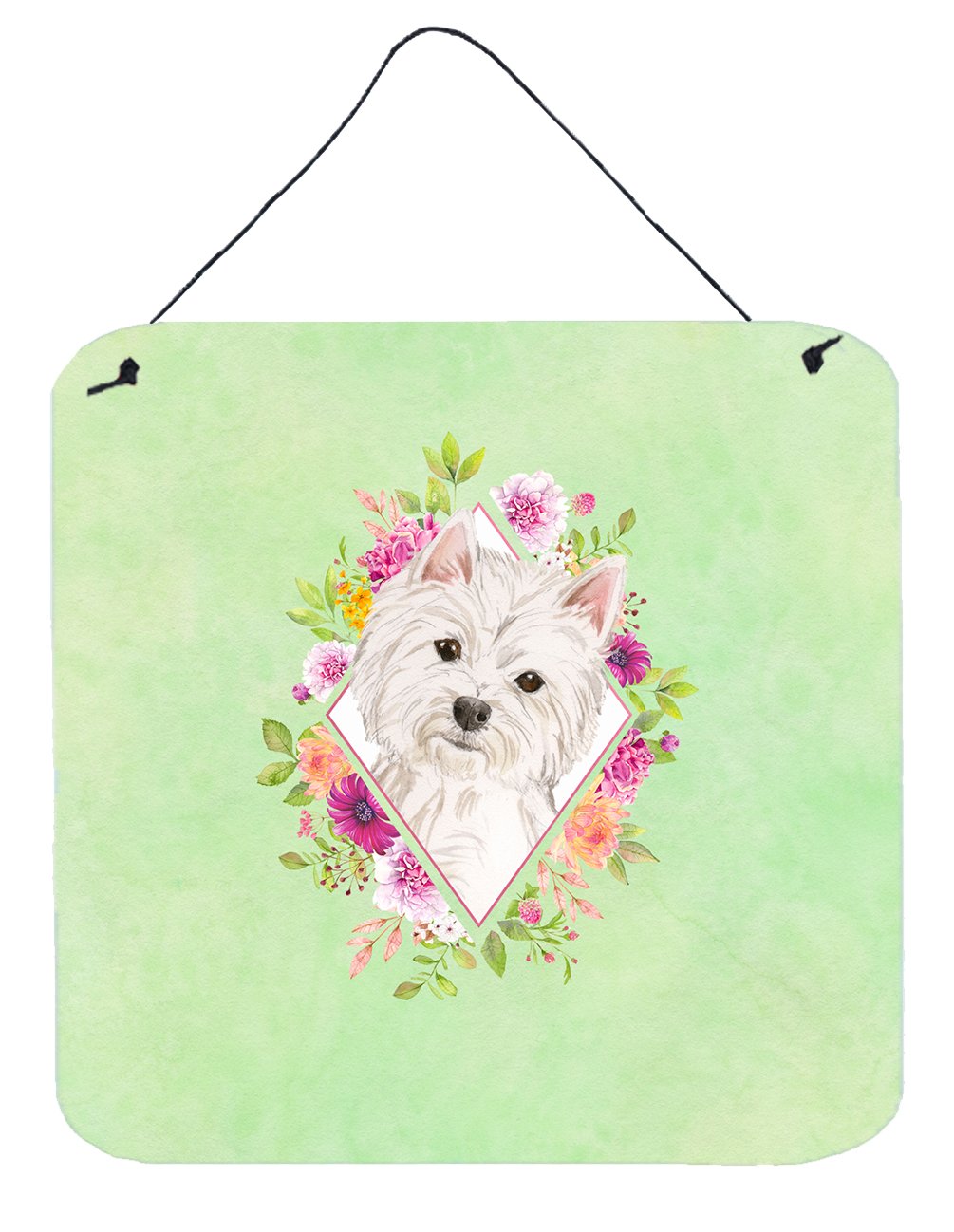 Westie  Green Flowers Wall or Door Hanging Prints CK4363DS66 by Caroline&#39;s Treasures