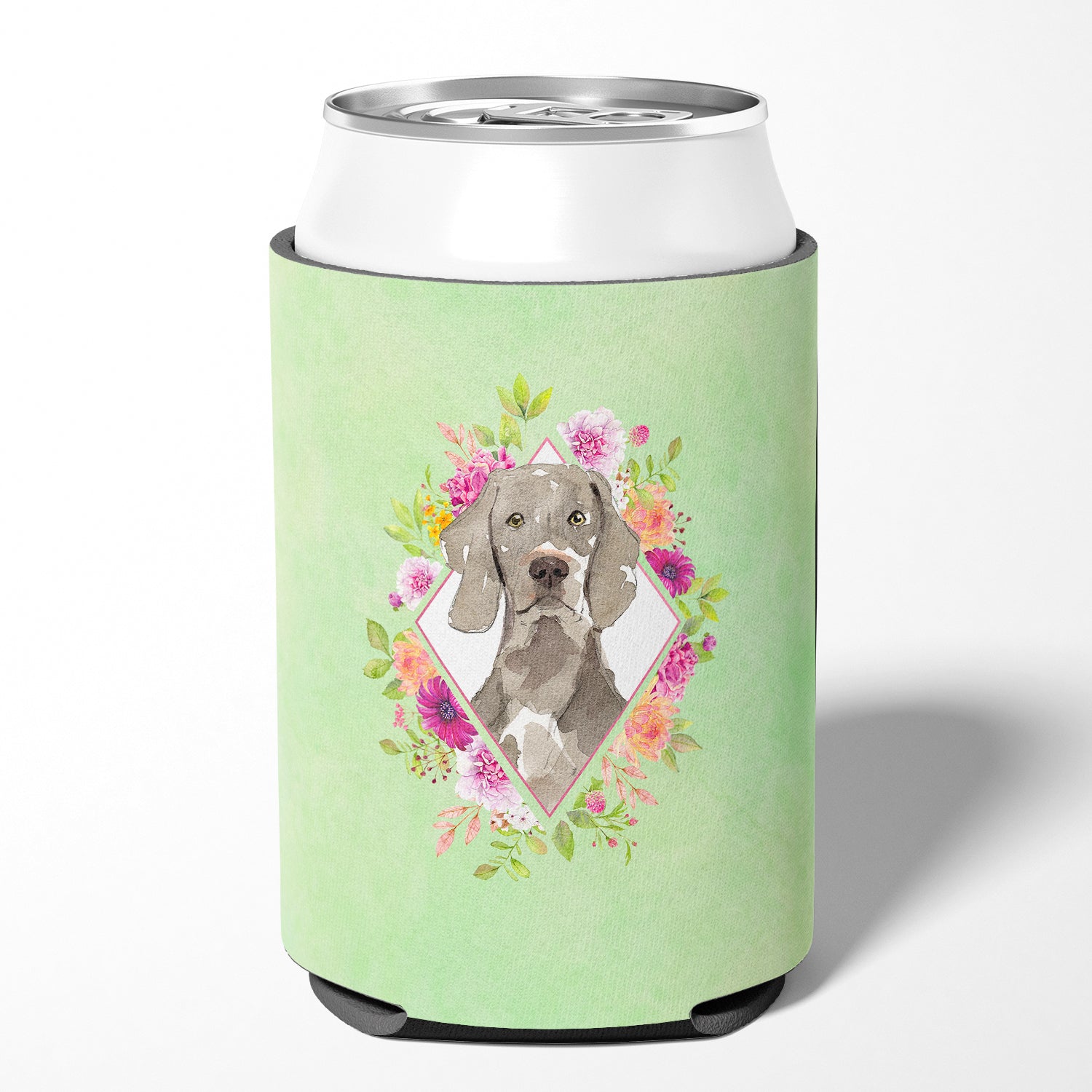 Weimaraner Green Flowers Can or Bottle Hugger CK4365CC  the-store.com.