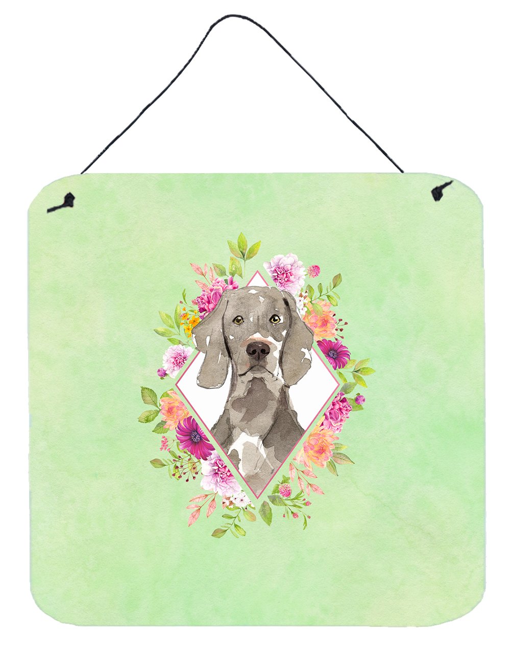 Weimaraner Green Flowers Wall or Door Hanging Prints CK4365DS66 by Caroline's Treasures