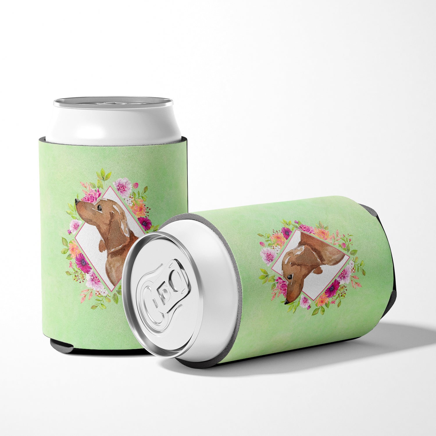 Dachshund Green Flowers Can or Bottle Hugger CK4367CC  the-store.com.