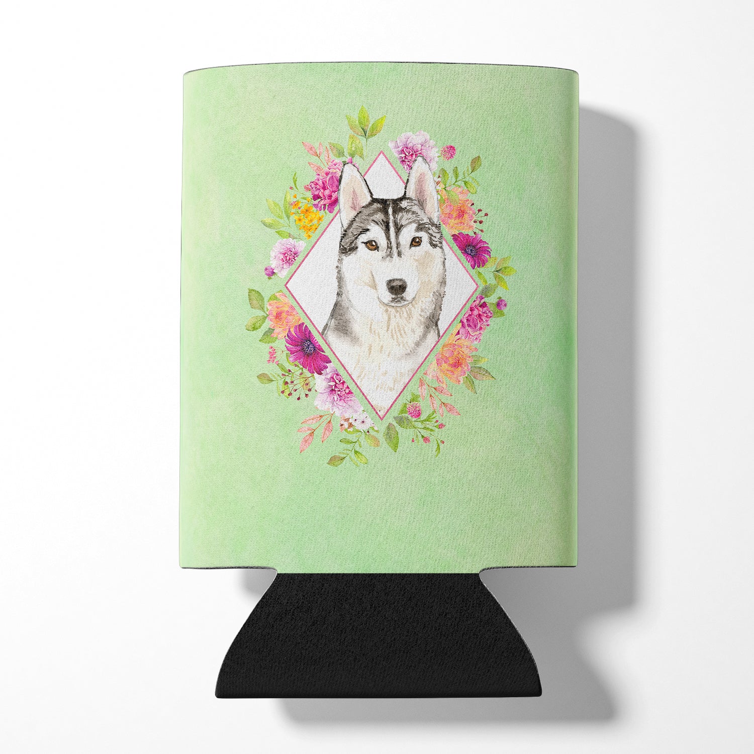 Siberian Husky Green Flowers Can or Bottle Hugger CK4370CC  the-store.com.