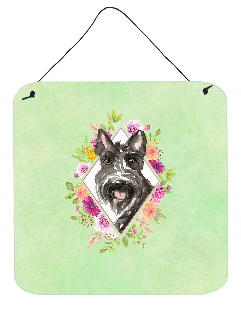 Scottish Terrier Green Flowers Wall or Door Hanging Prints CK4374DS66 by Caroline's Treasures