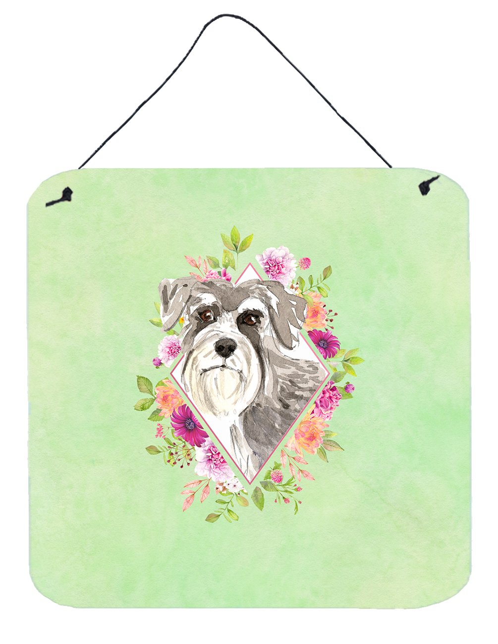 Schnauzer #1 Green Flowers Wall or Door Hanging Prints CK4375DS66 by Caroline's Treasures