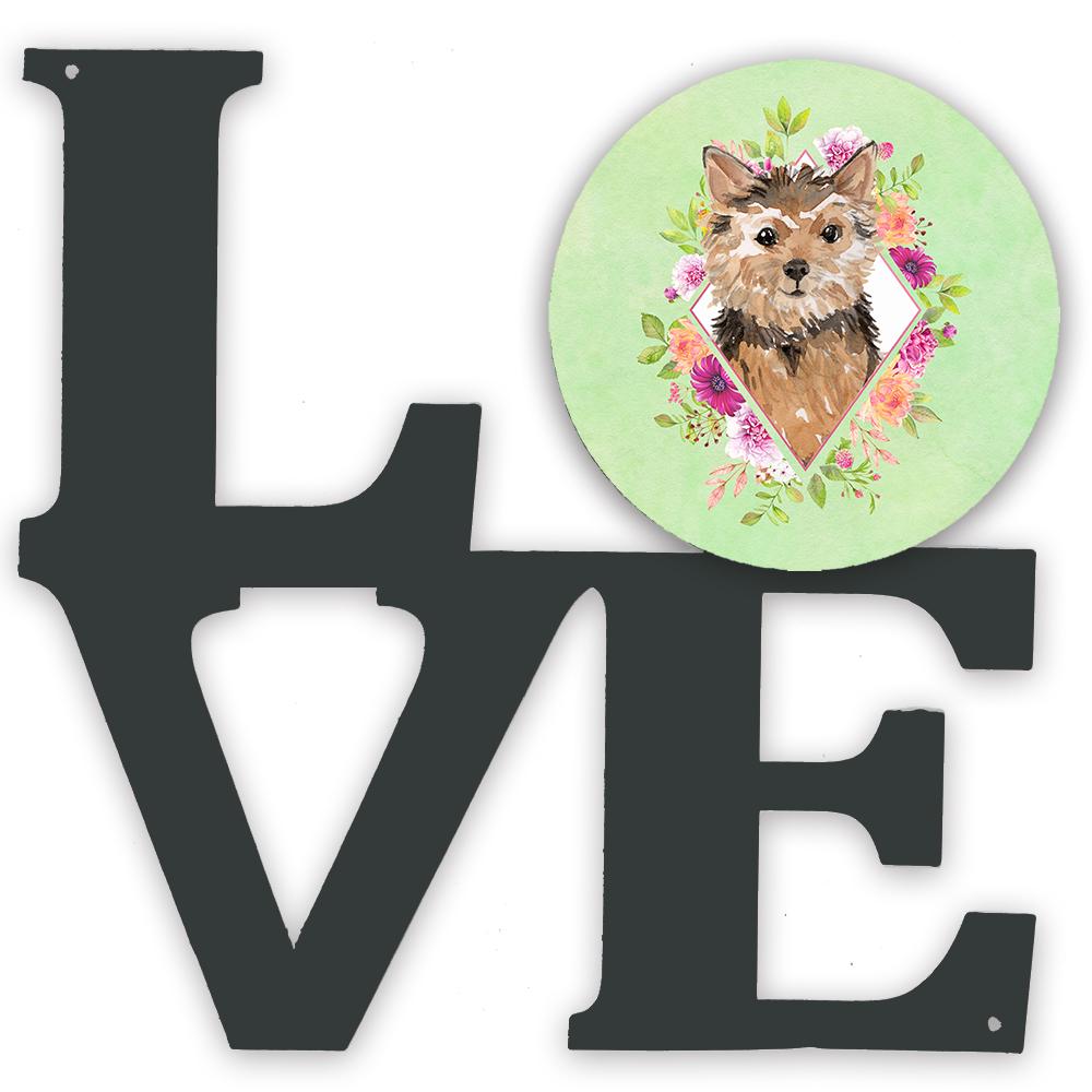 Norwich Terrier Green Flowers Metal Wall Artwork LOVE CK4380WALV by Caroline's Treasures