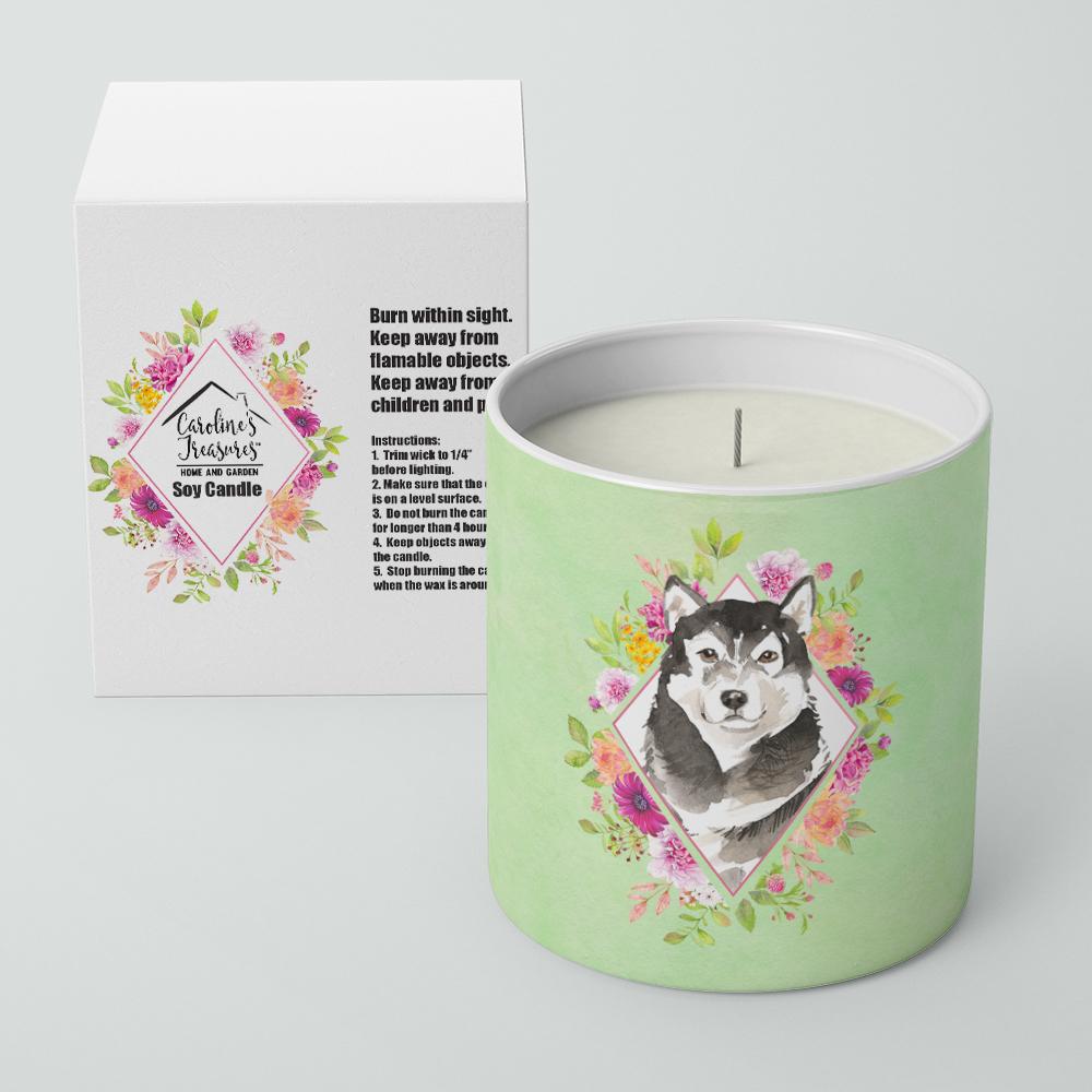 Alaskan Malamute Green Flowers 10 oz Decorative Soy Candle CK4384CDL by Caroline's Treasures