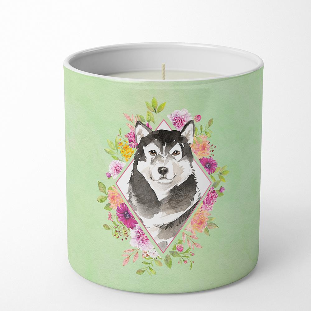 Alaskan Malamute Green Flowers 10 oz Decorative Soy Candle CK4384CDL by Caroline's Treasures