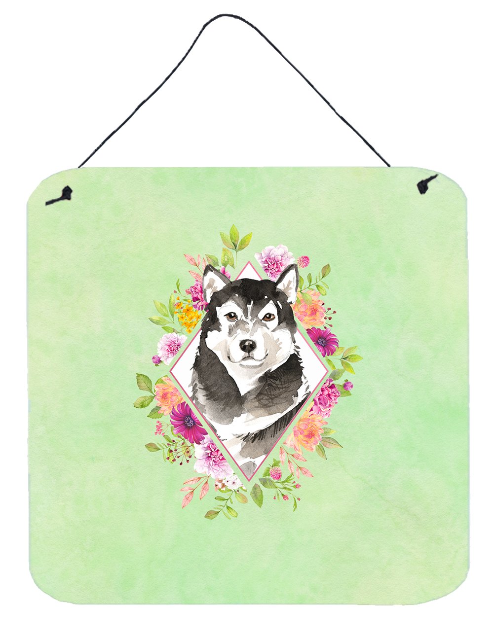 Alaskan Malamute Green Flowers Wall or Door Hanging Prints CK4384DS66 by Caroline's Treasures