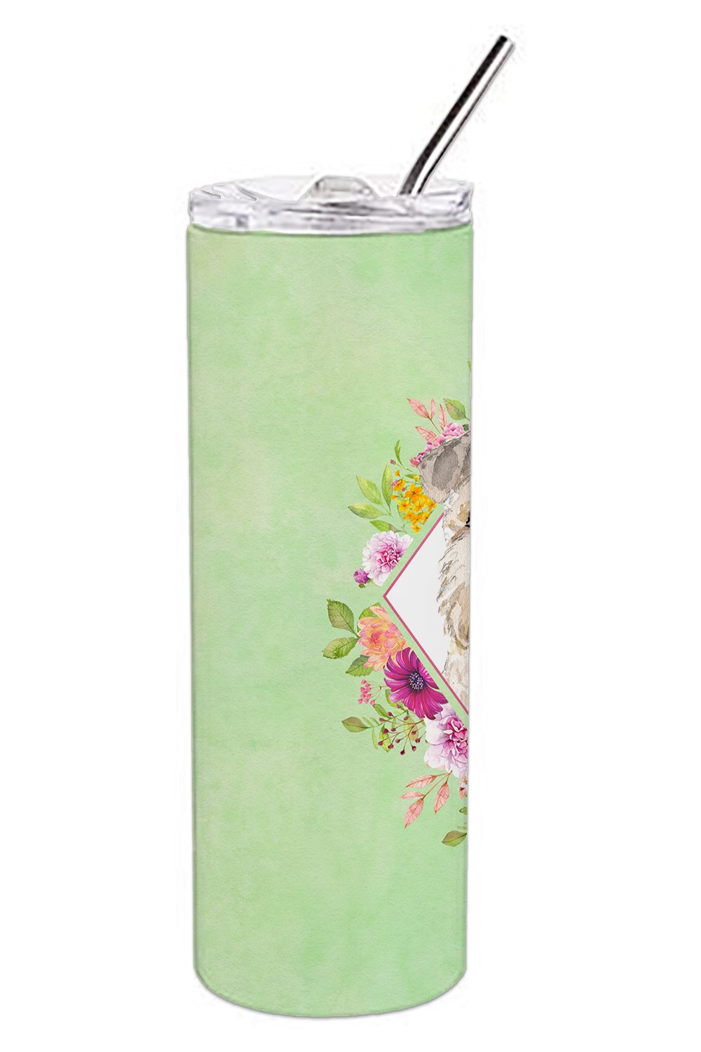 Lakeland Terrier Green Flowers Double Walled Stainless Steel 20 oz Skinny Tumbler CK4386TBL20 by Caroline's Treasures