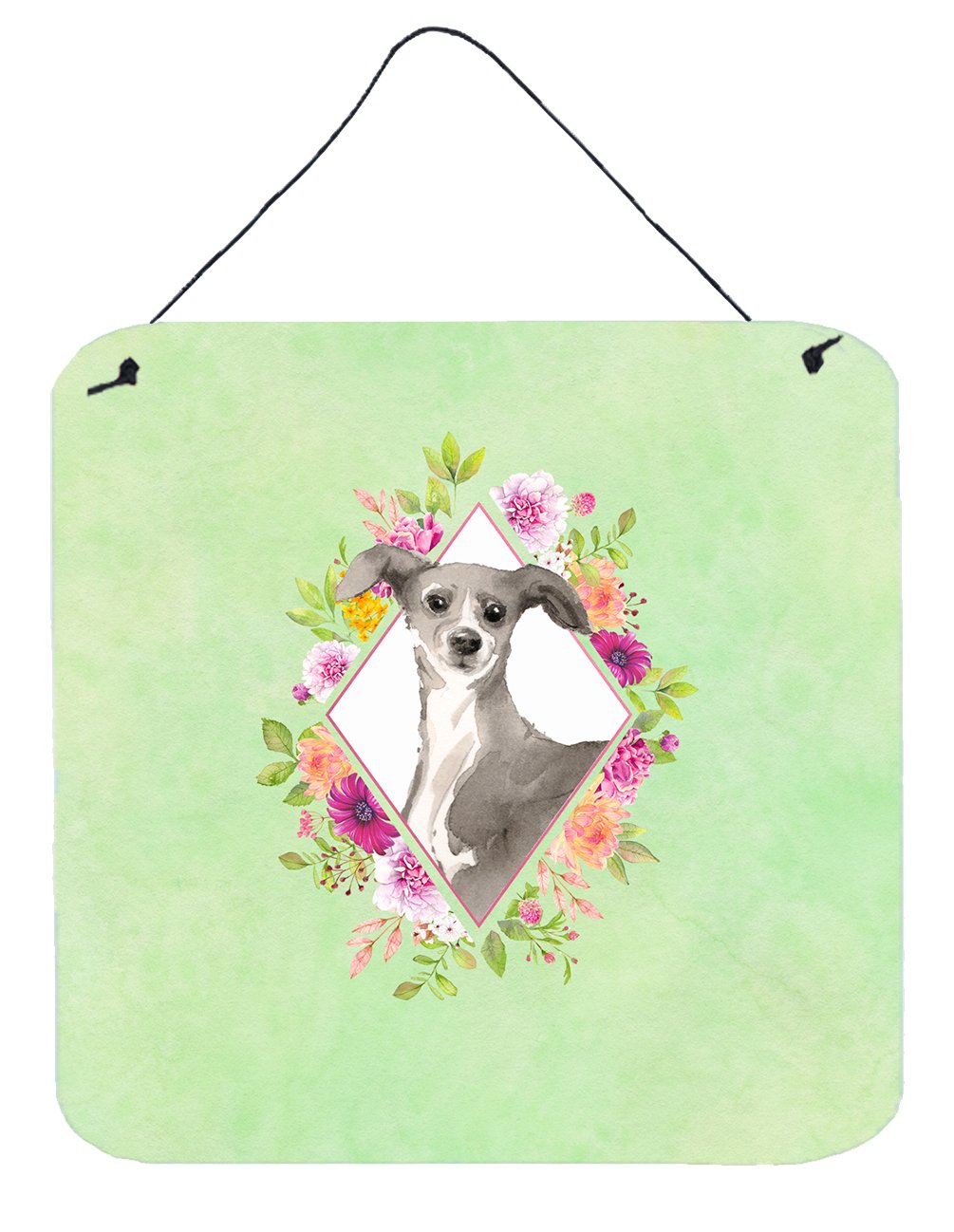 Italian Greyhound Green Flowers Wall or Door Hanging Prints CK4390DS66 by Caroline's Treasures