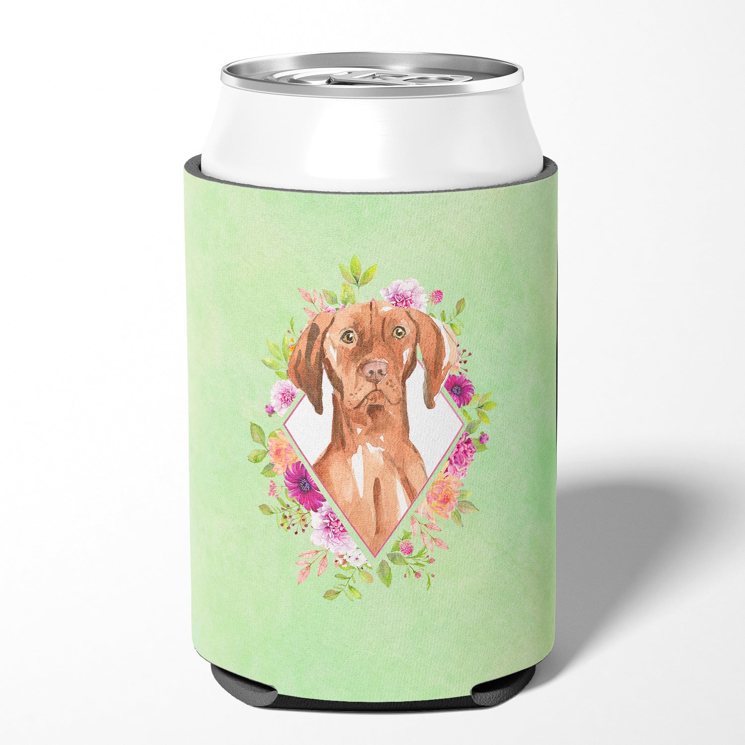 Vizsla Green Flowers Can or Bottle Hugger CK4392CC  the-store.com.