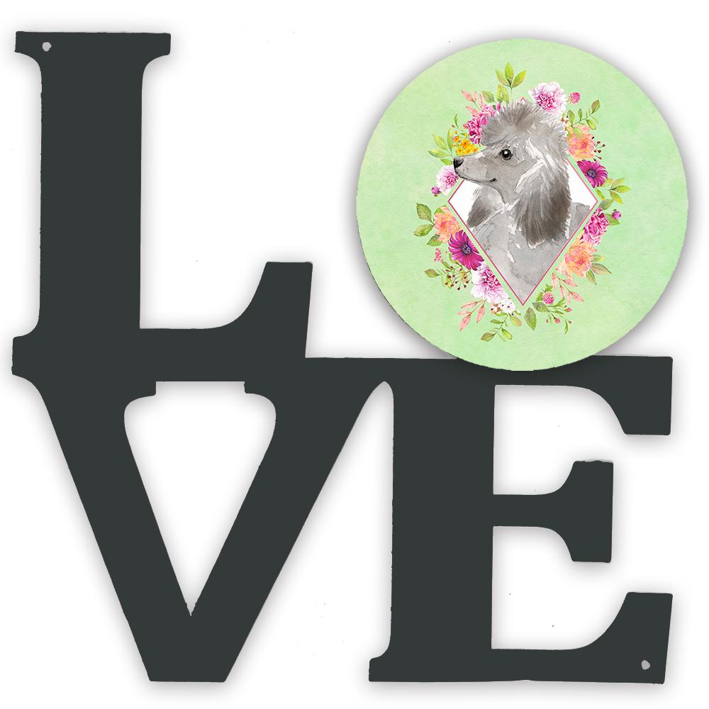 Grey Standard Poodle Green Flowers Metal Wall Artwork LOVE CK4393WALV by Caroline's Treasures