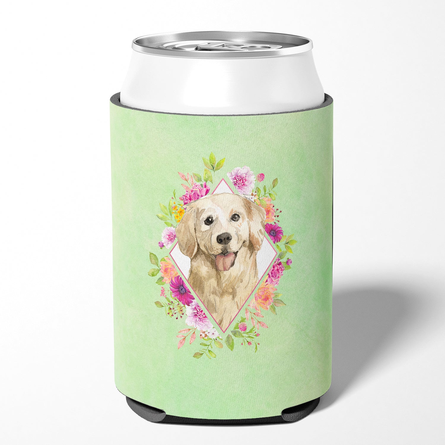 Golden Retriever Green Flowers Can or Bottle Hugger CK4395CC  the-store.com.