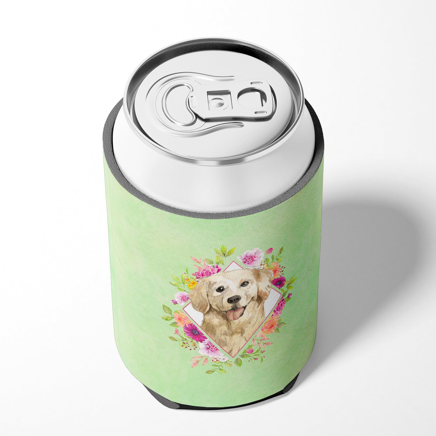 Golden Retriever Green Flowers Can or Bottle Hugger CK4395CC  the-store.com.