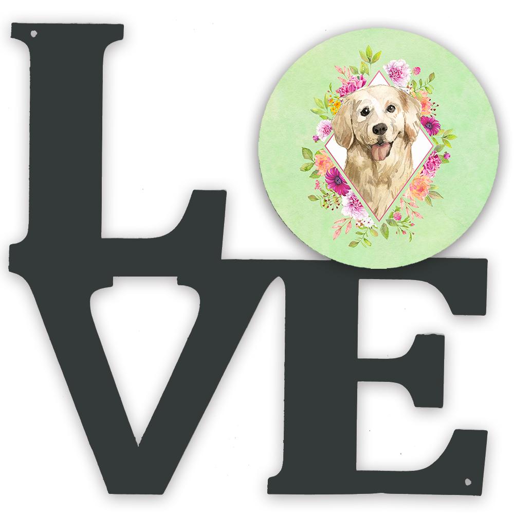 Golden Retriever Green Flowers Metal Wall Artwork LOVE CK4395WALV by Caroline's Treasures