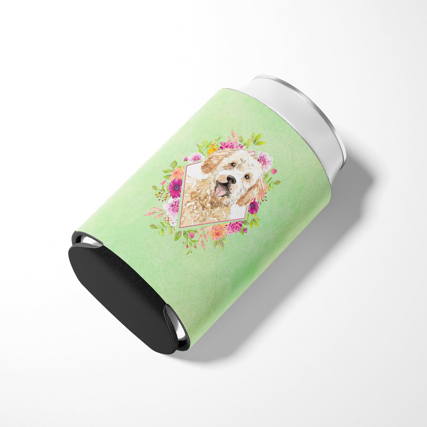 Goldendoodle Green Flowers Can or Bottle Hugger CK4396CC  the-store.com.