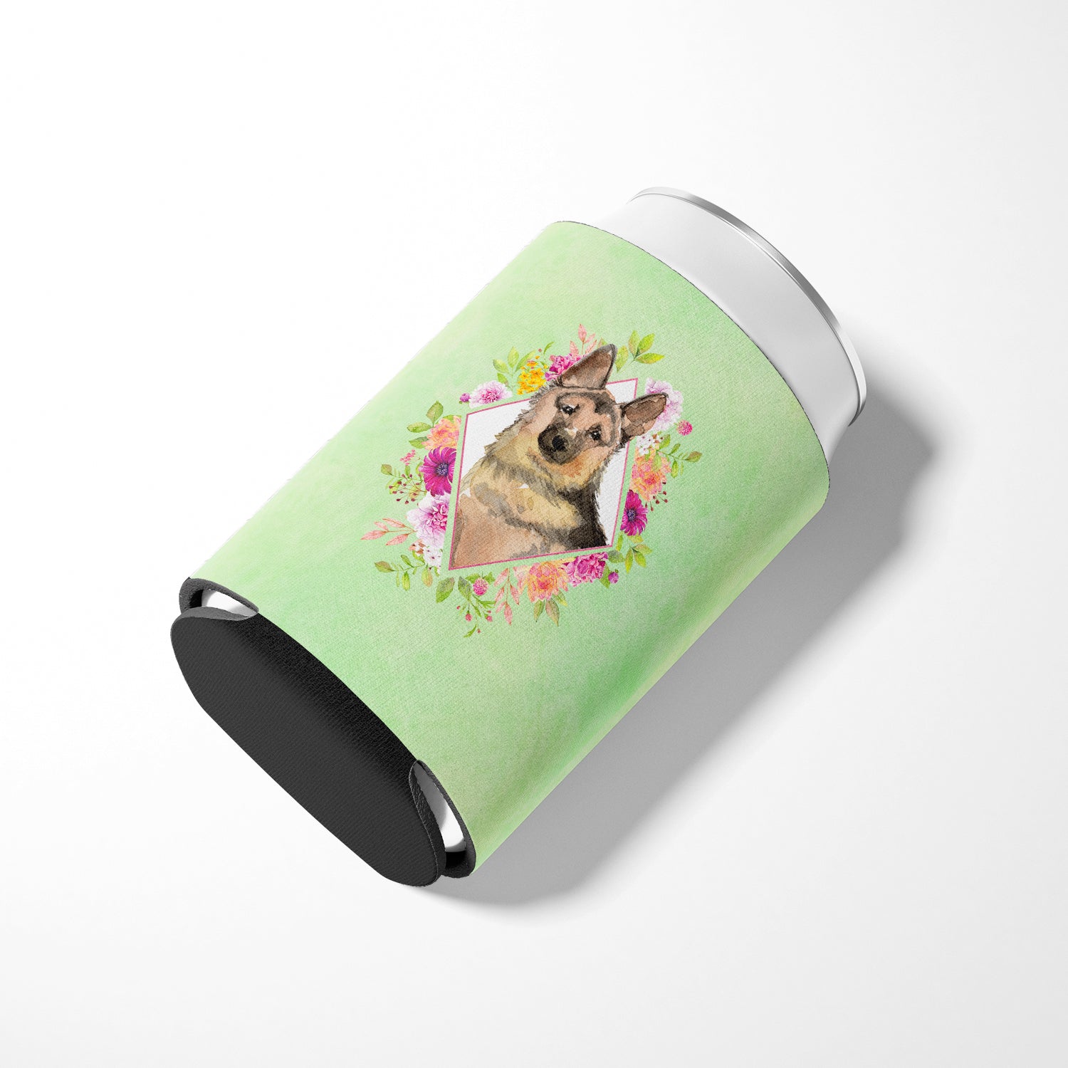 German Shepherd Green Flowers Can or Bottle Hugger CK4397CC  the-store.com.