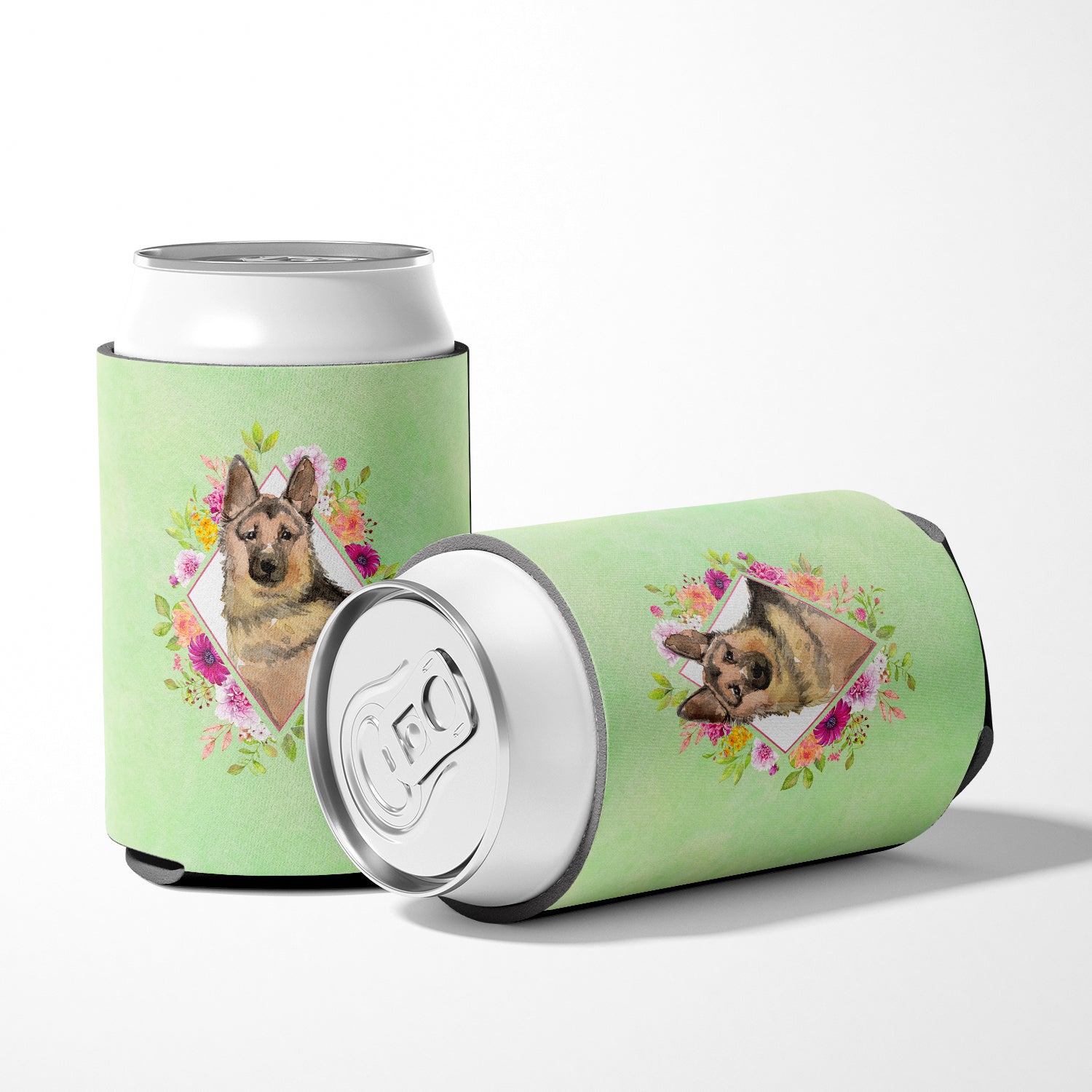 German Shepherd Green Flowers Can or Bottle Hugger CK4397CC  the-store.com.