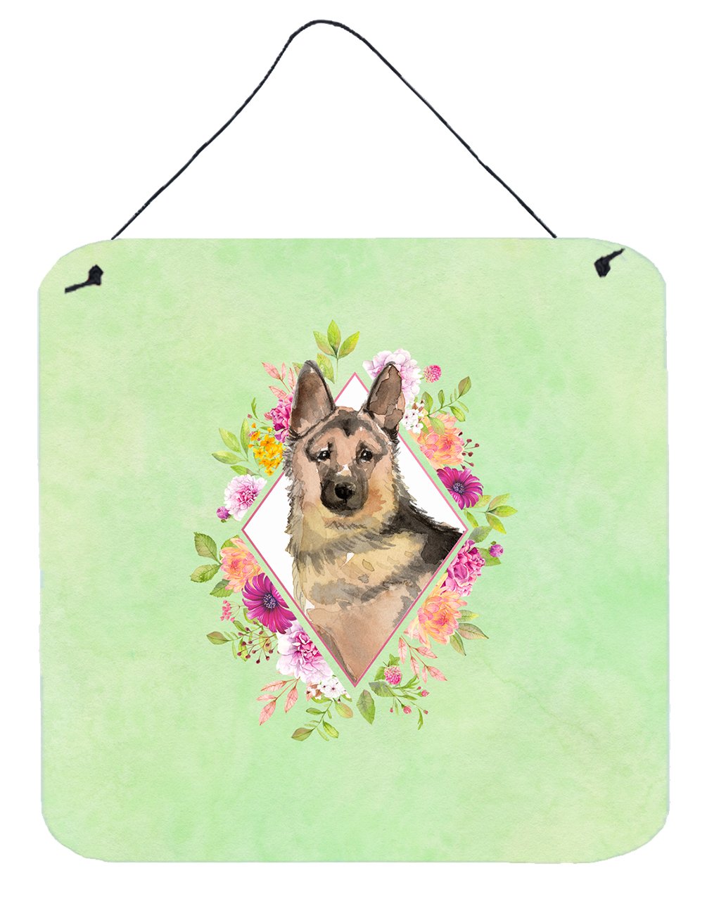 German Shepherd Green Flowers Wall or Door Hanging Prints CK4397DS66 by Caroline's Treasures