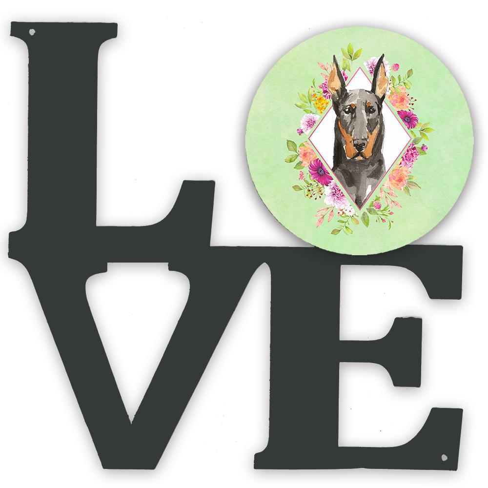 Doberman Pinsher Green Flowers Metal Wall Artwork LOVE CK4401WALV by Caroline&#39;s Treasures