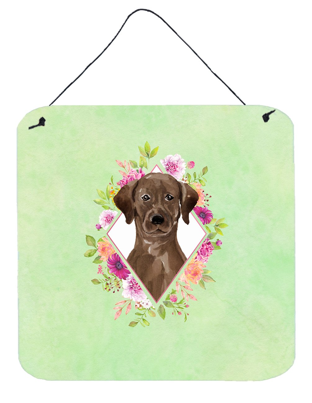 Chocolate Labrador Green Flowers Wall or Door Hanging Prints CK4411DS66 by Caroline's Treasures