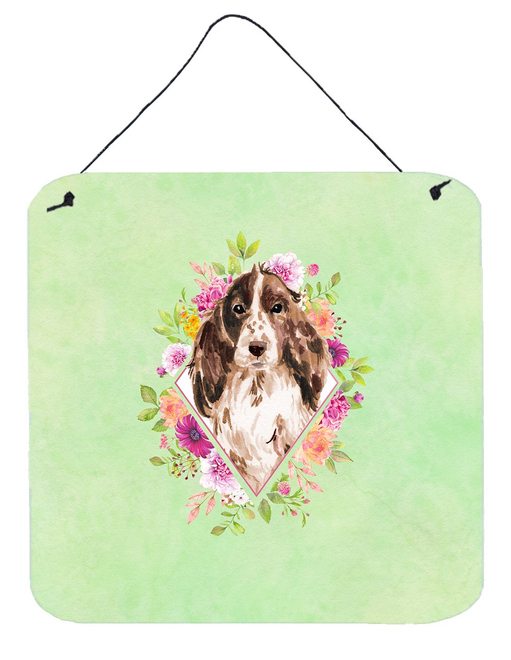 Brown Parti Cocker Spaniel Green Flowers Wall or Door Hanging Prints CK4412DS66 by Caroline's Treasures