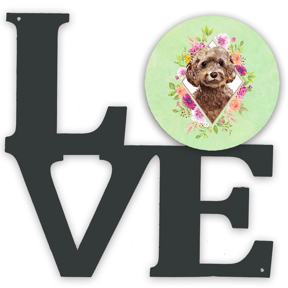 Chocolate Cockapoo Green Flowers Metal Wall Artwork LOVE CK4413WALV by Caroline's Treasures