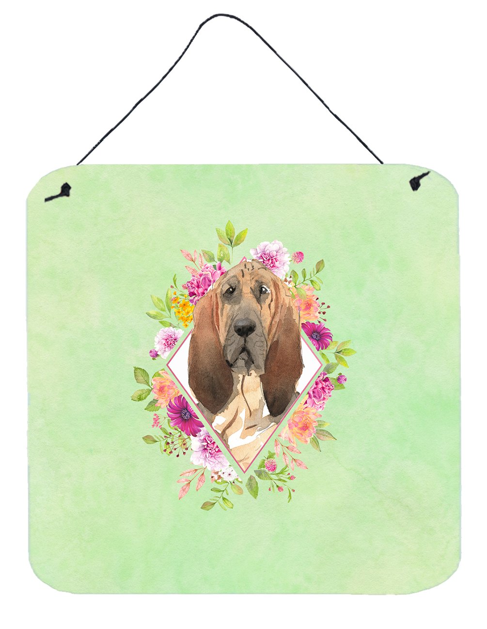 Bloodhound Green Flowers Wall or Door Hanging Prints CK4419DS66 by Caroline's Treasures