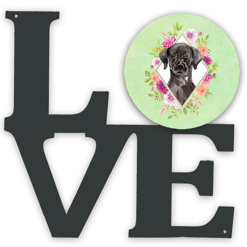 Black Labrador Green Flowers Metal Wall Artwork LOVE CK4421WALV by Caroline's Treasures