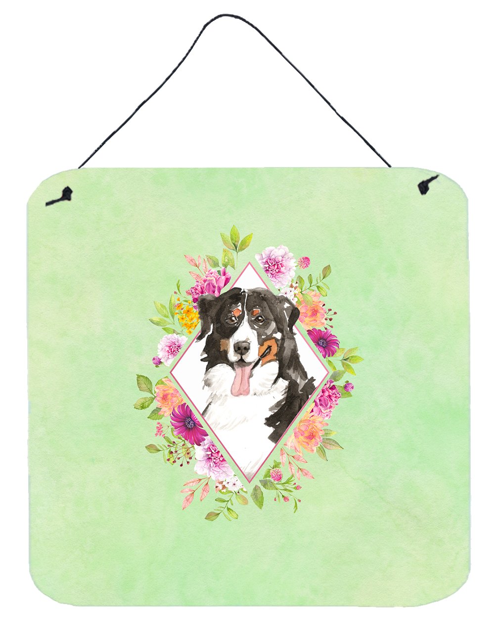 Bernese Mountain Dog Green Flowers Wall or Door Hanging Prints CK4424DS66 by Caroline's Treasures