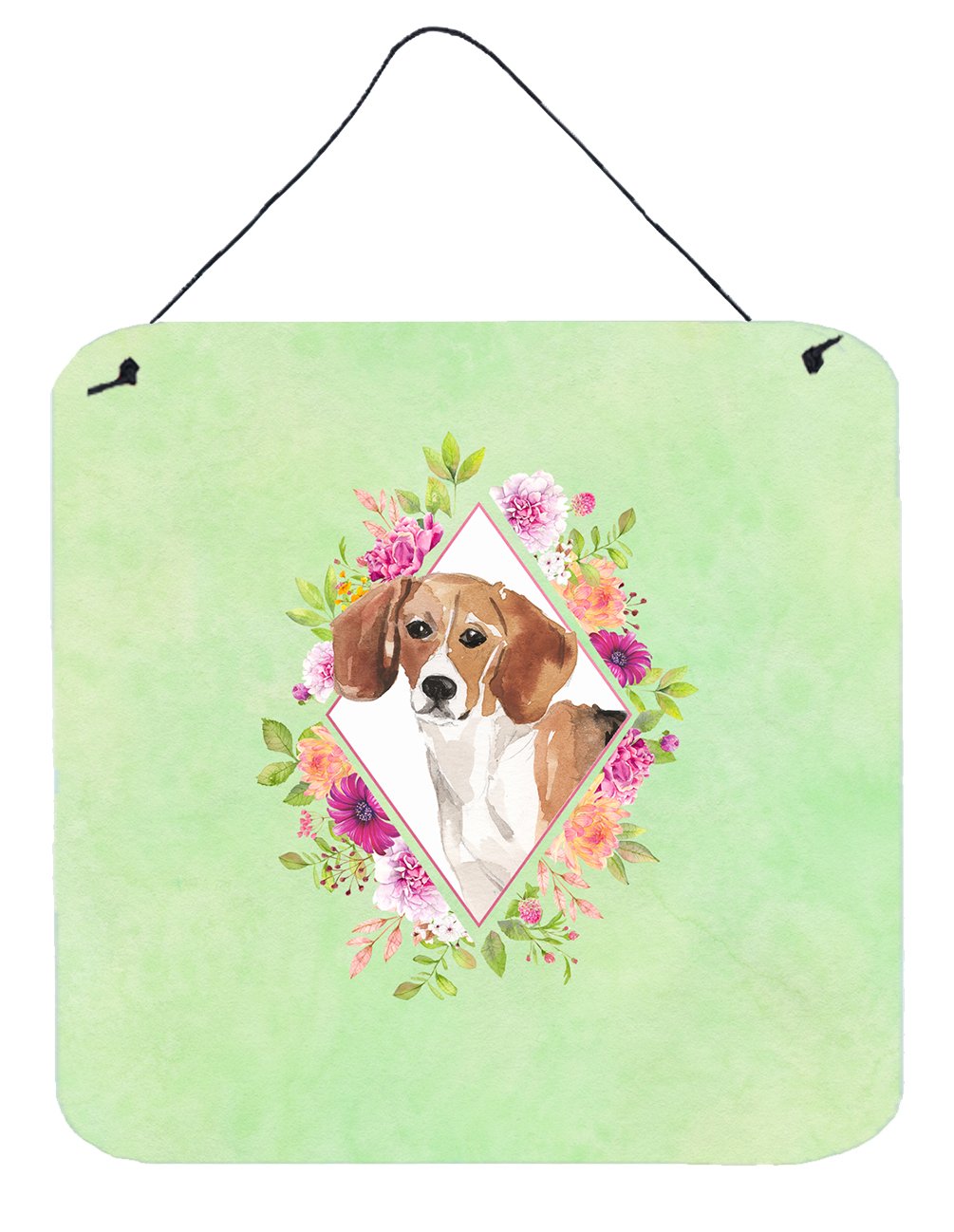 Beagle Green Flowers Wall or Door Hanging Prints CK4425DS66 by Caroline's Treasures