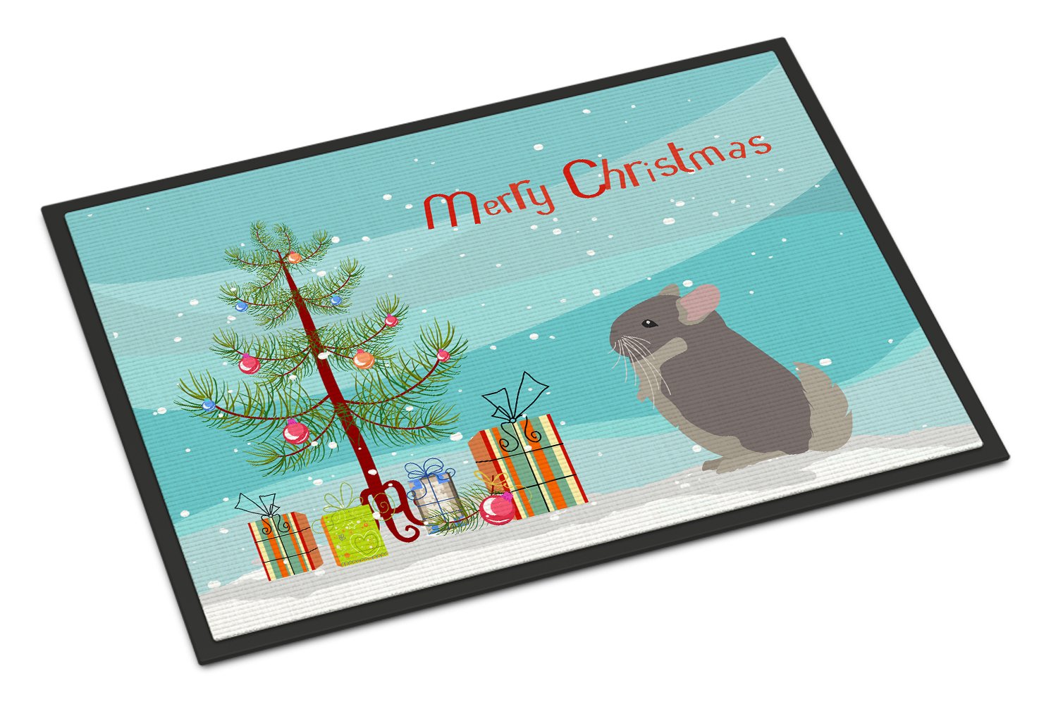 Beige Wellman Chinchilla Merry Christmas Indoor or Outdoor Mat 24x36 CK4431JMAT by Caroline's Treasures