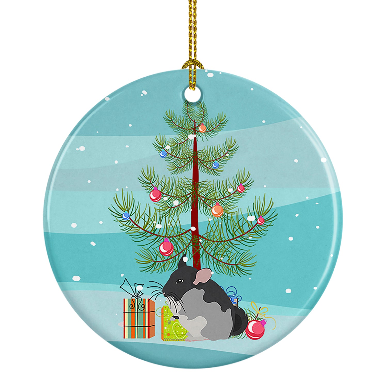 Buy this Black Velvet Chinchilla Merry Christmas Ceramic Ornament