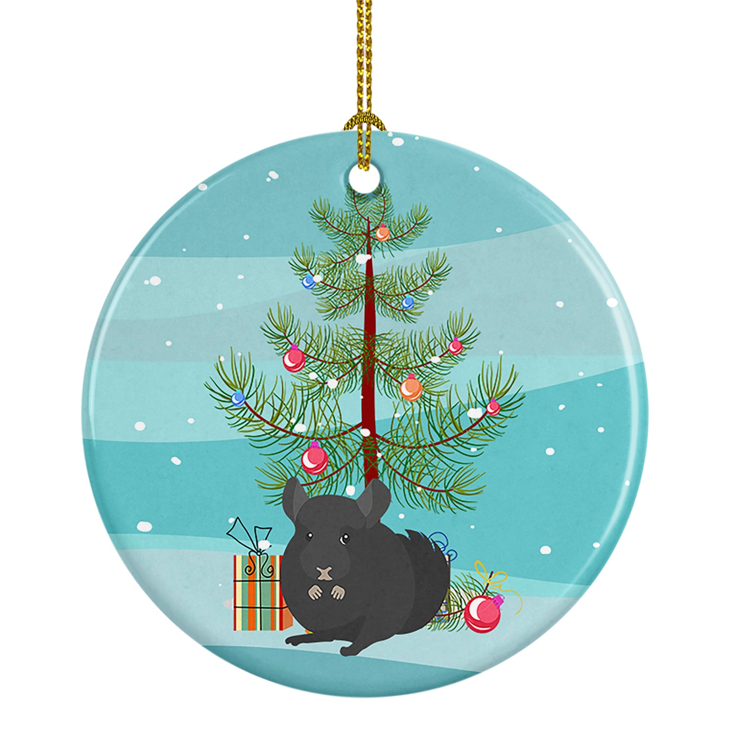 Buy this Charcoal Chinchilla Merry Christmas Ceramic Ornament