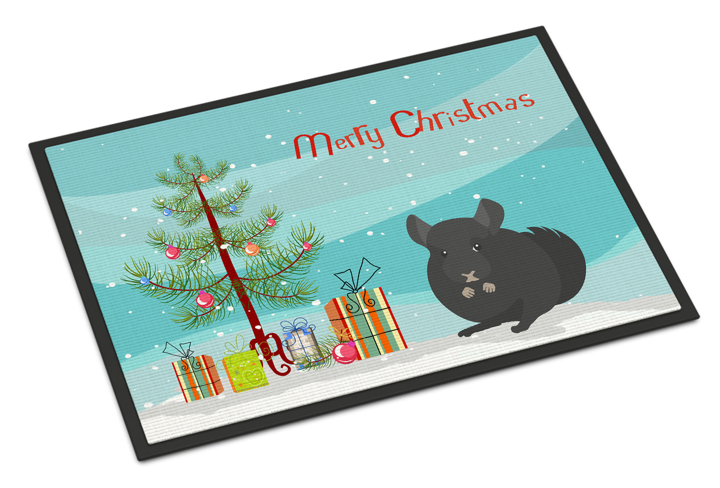 Charcoal Chinchilla Merry Christmas Indoor or Outdoor Mat 18x27 CK4433MAT - the-store.com