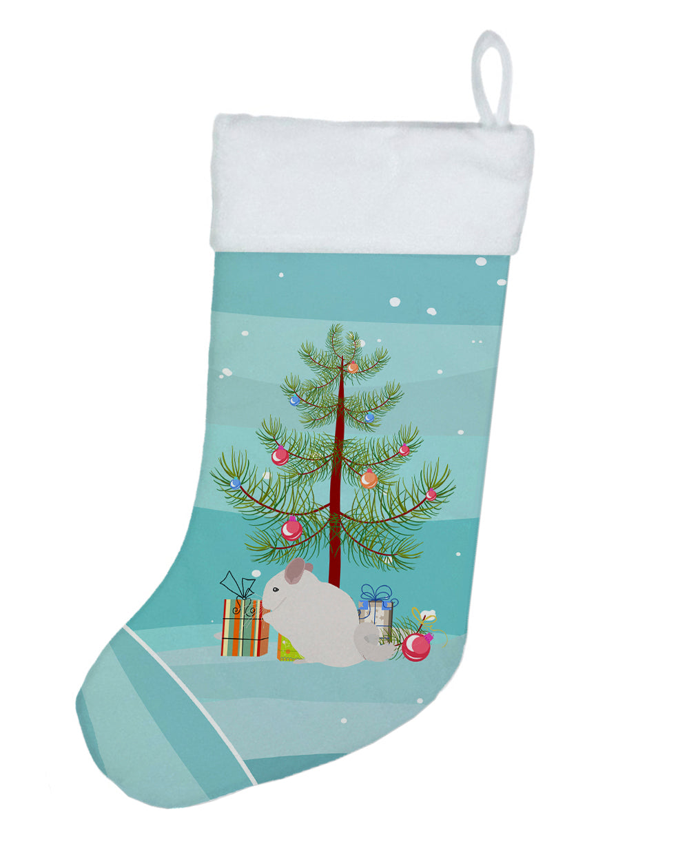 Pink and White Chinchilla Merry Christmas Christmas Stocking  the-store.com.