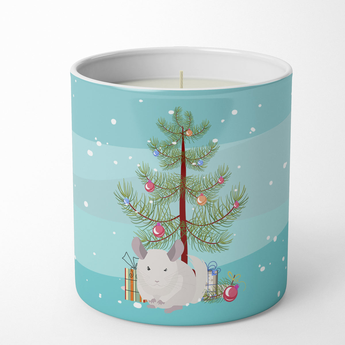 Buy this White Dominant Chinchilla Merry Christmas 10 oz Decorative Soy Candle