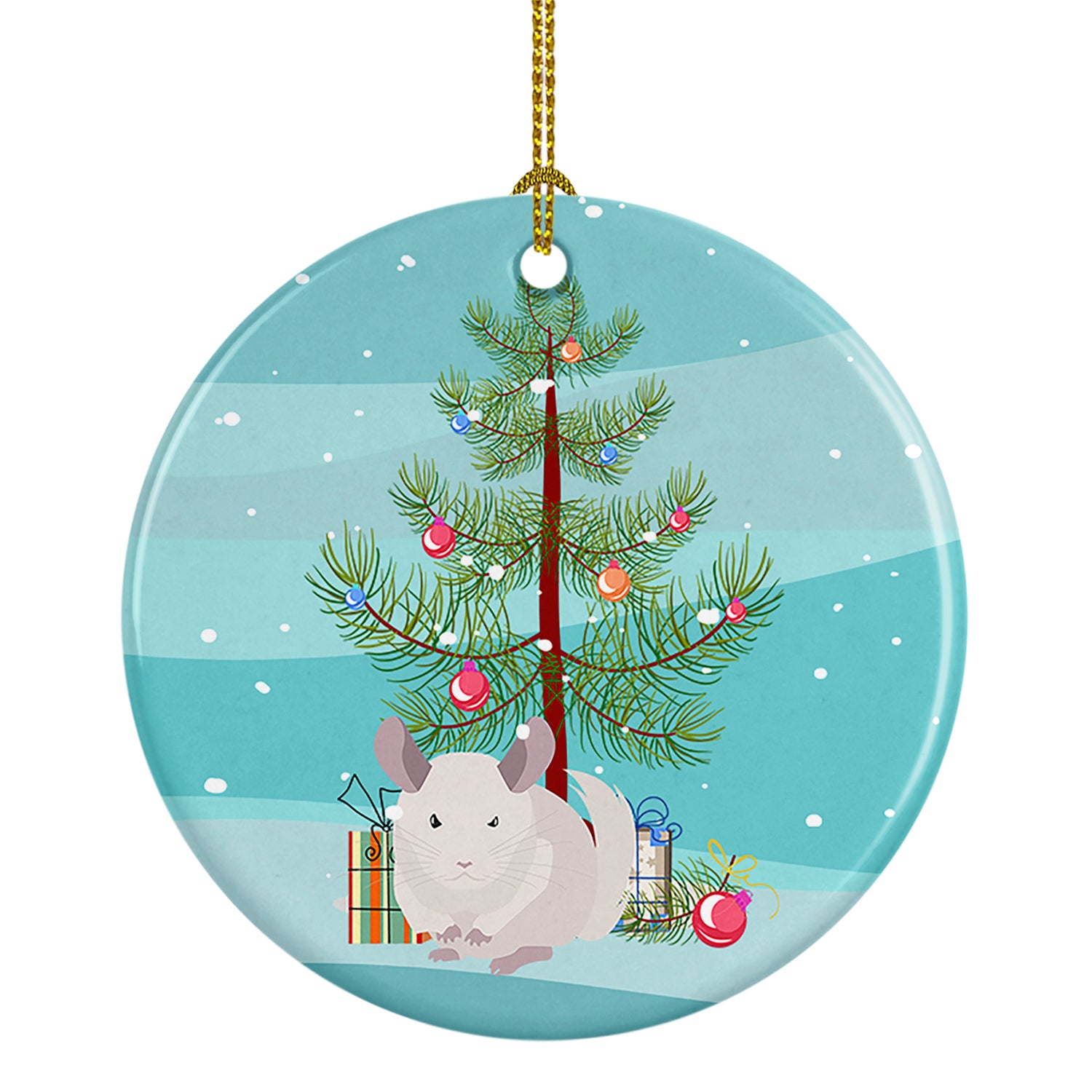 Buy this White Dominant Chinchilla Merry Christmas Ceramic Ornament