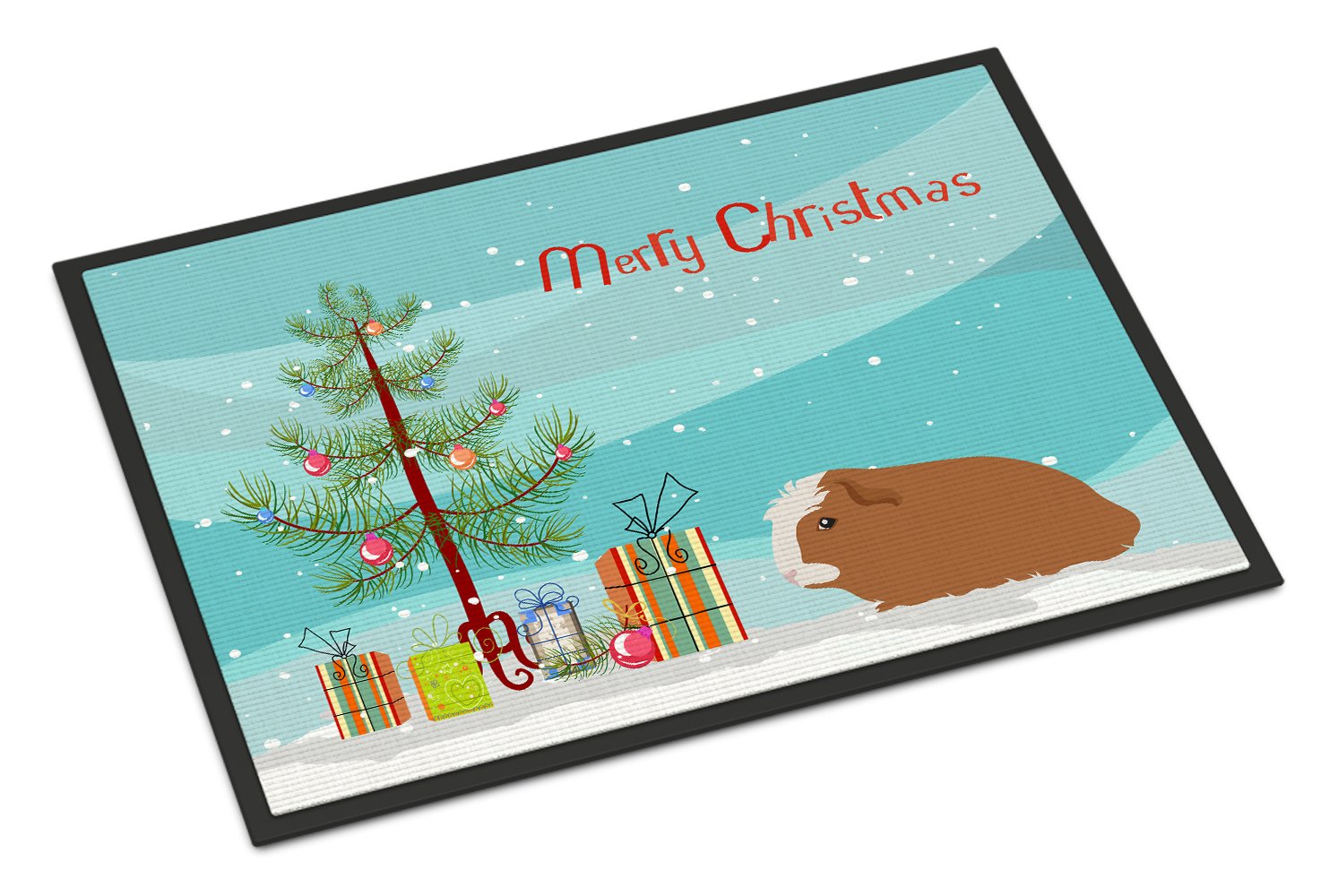 Crested Guinea Pig Merry Christmas Indoor or Outdoor Mat 24x36 CK4440JMAT by Caroline's Treasures