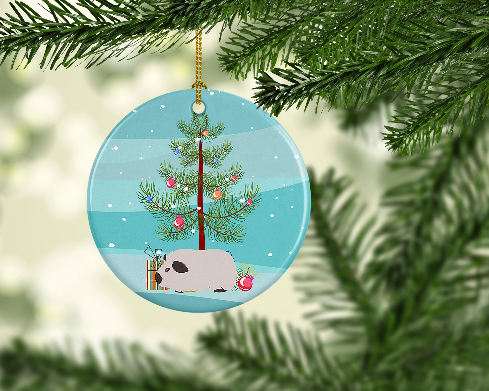 Buy this Himalayan Guinea Pig Merry Christmas Ceramic Ornament