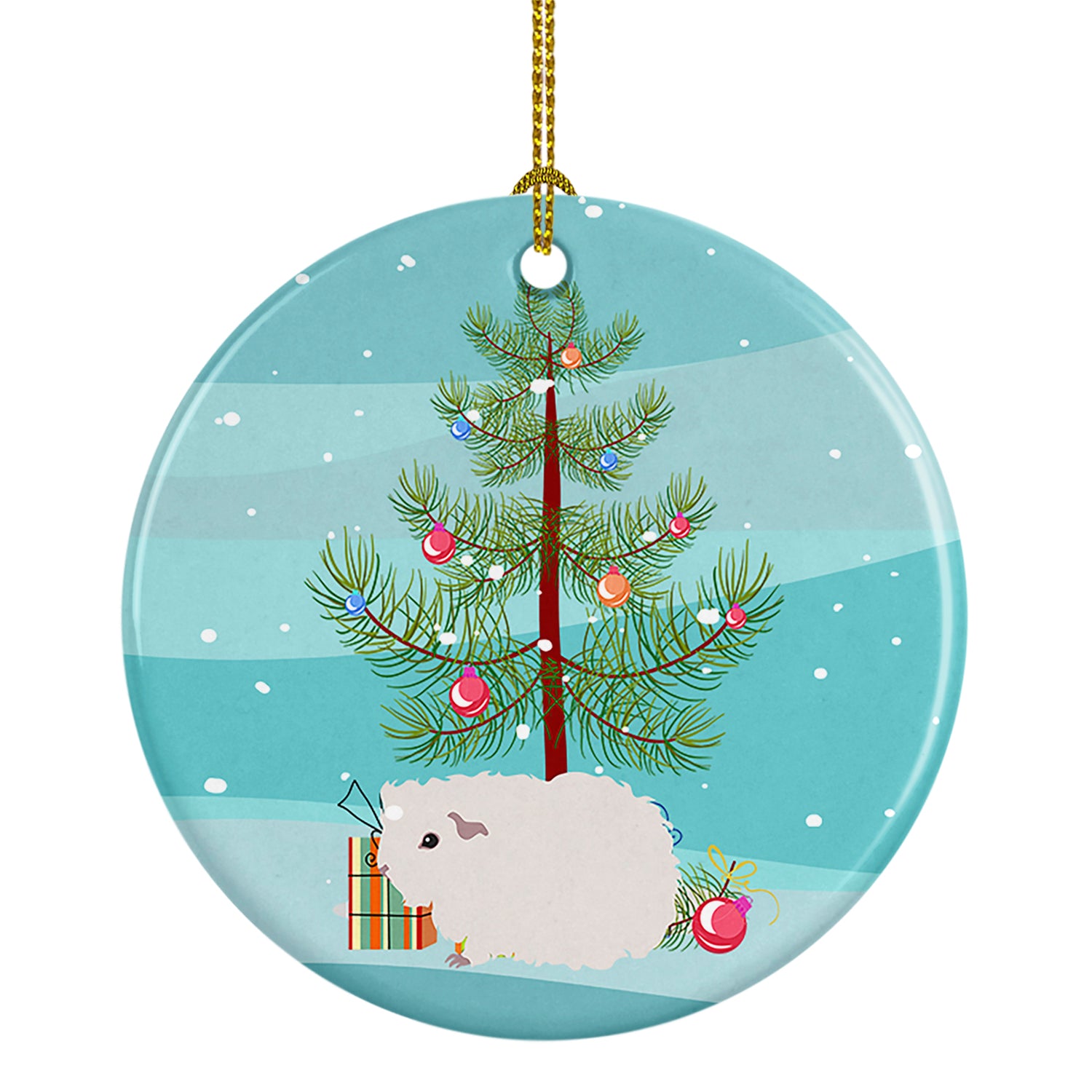 Buy this Merino Guinea Pig Merry Christmas Ceramic Ornament