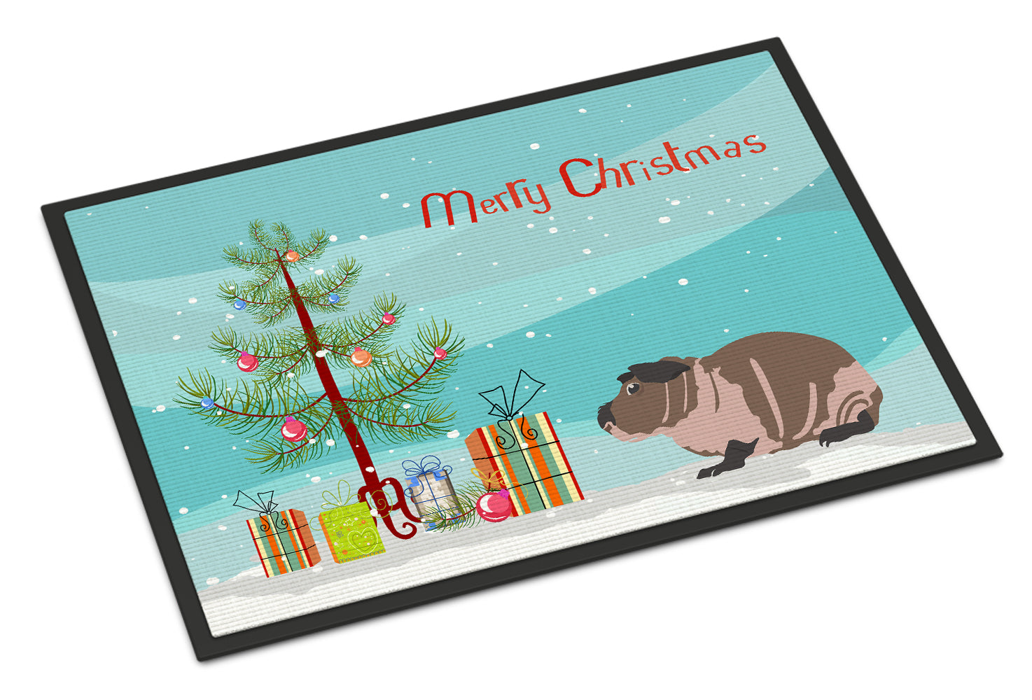 Skinny Guinea Pig Merry Christmas Indoor or Outdoor Mat 18x27 CK4447MAT - the-store.com