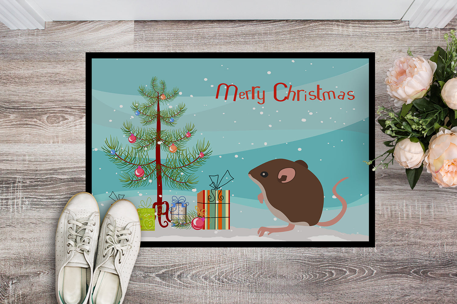 Baby Mouse Merry Christmas Indoor or Outdoor Mat 18x27 CK4460MAT - the-store.com