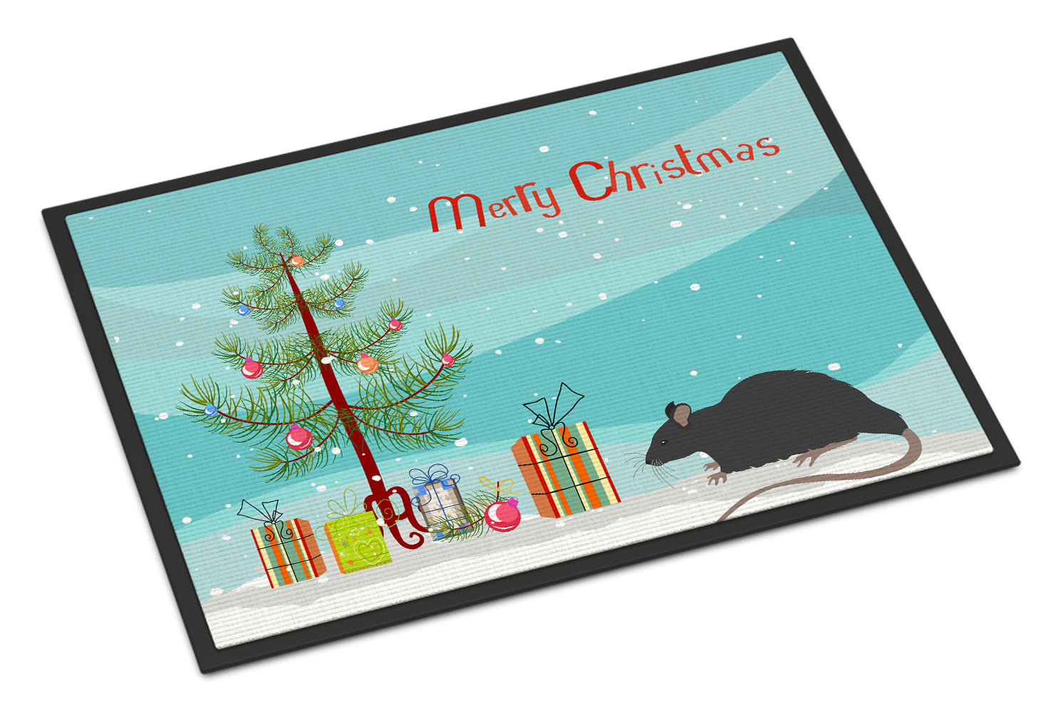 Black Rat Merry Christmas Indoor or Outdoor Mat 18x27 CK4468MAT - the-store.com